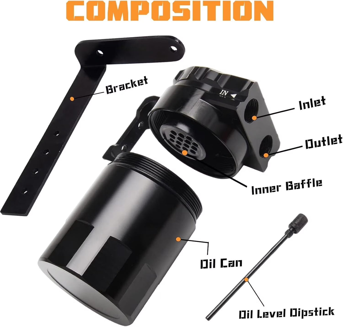 Oil Catch Can Baffled Oil Separator Tank Compatible with Ford F150 5.0L 2.7EB 3.5EB 11-22, Expedition 3.5L Ecoboost 18-22 350Ml Black