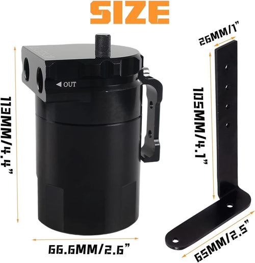 Oil Catch Can Baffled Oil Separator Tank Compatible with Ford F150 5.0L 2.7EB 3.5EB 11-22, Expedition 3.5L Ecoboost 18-22 350Ml Black