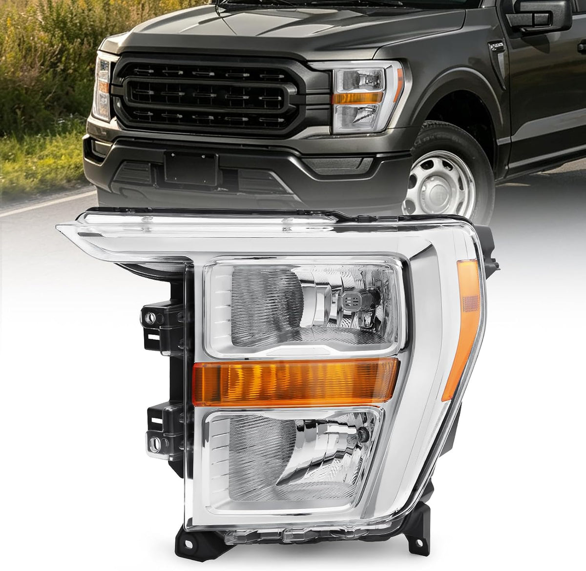 Halogen Headlight for 2021-2023 Ford F-150 XL/XLT, Driver Side