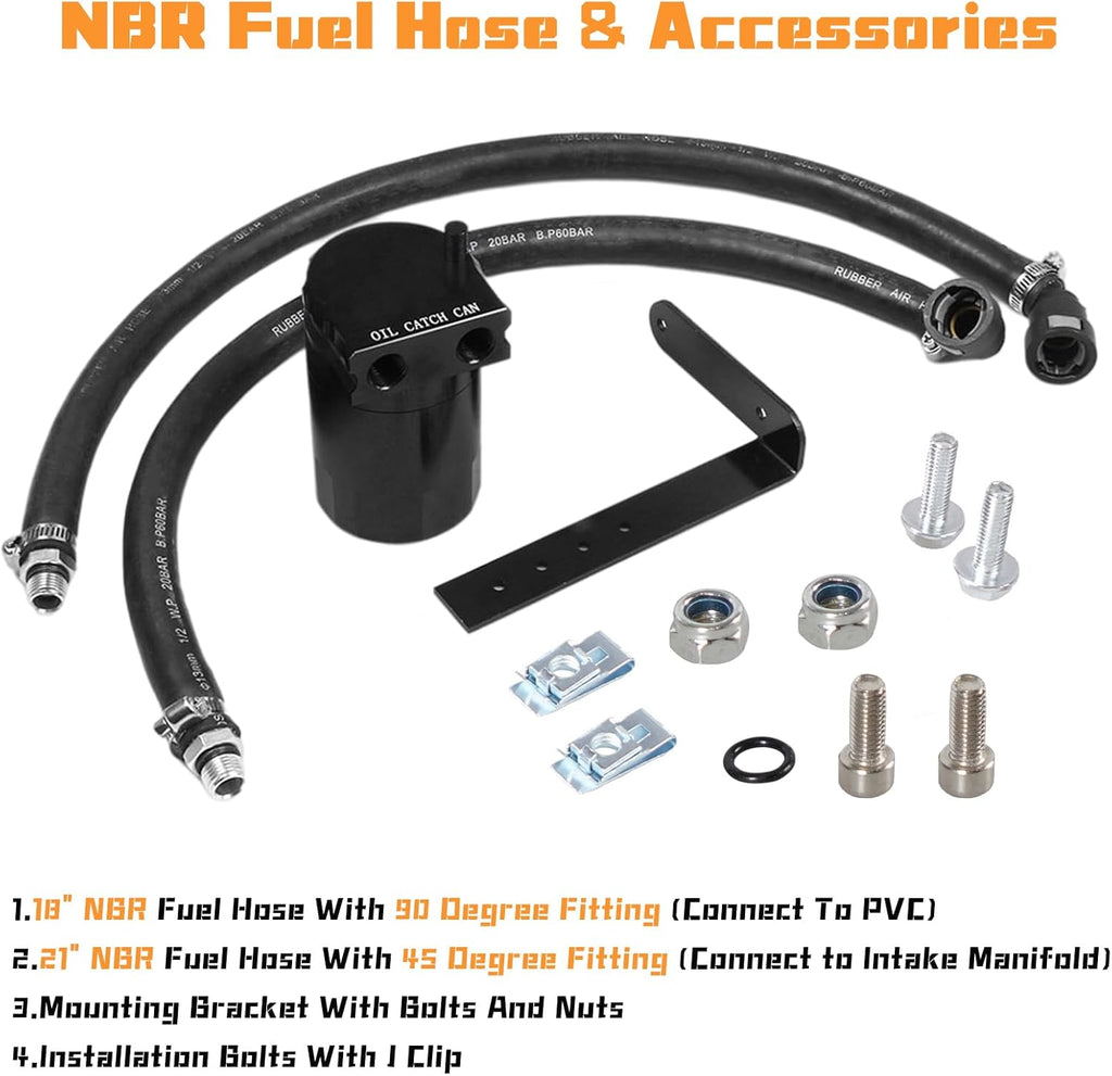 Oil Catch Can Baffled Oil Separator Tank Compatible with Ford F150 5.0L 2.7EB 3.5EB 11-22, Expedition 3.5L Ecoboost 18-22 350Ml Black
