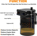 Oil Catch Can Baffled Oil Separator Tank Compatible with Ford F150 5.0L 2.7EB 3.5EB 11-22, Expedition 3.5L Ecoboost 18-22 350Ml Black