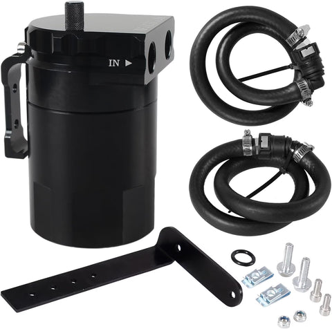 Oil Catch Can Baffled Oil Separator Tank Compatible with Ford F150 5.0L 2.7EB 3.5EB 11-22, Expedition 3.5L Ecoboost 18-22 350Ml Black
