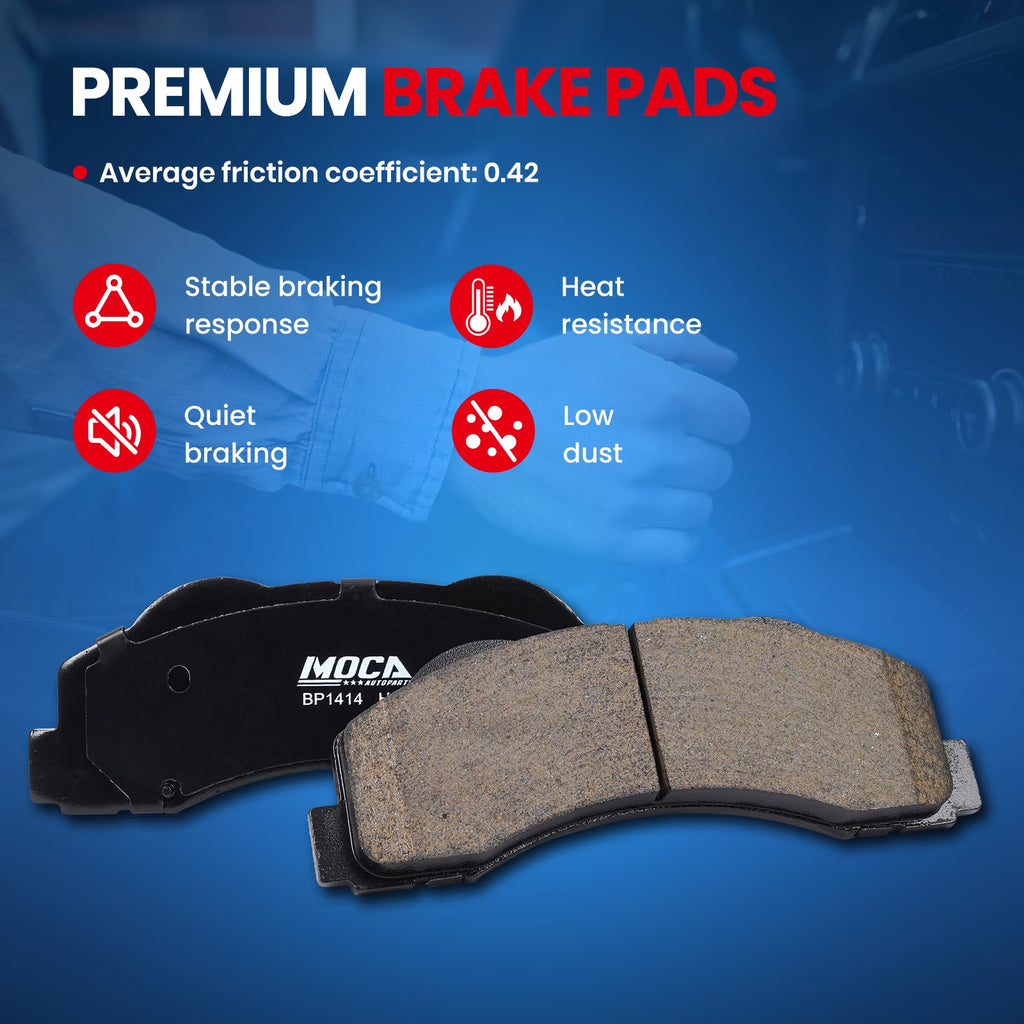 D1414 4X Front Posi Ceramic Brake Pads Fit for 2011-2021 Lincoln Navigator & 2010-2021 Ford Expedition & 2010-2017 Ford F150 Truck