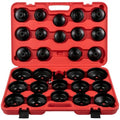 Oil Filter Socket Set, 30 Pcs Oil Filter Wrench Set, Sturdy Steel Oil Filter Socket, 3/8\' Oil Filter Socket, Low Profile Oil Filter Socket Set for Easy Access, Oil Filter Wrench Cap Set with Ca