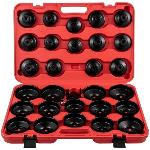 Oil Filter Socket Set, 30 Pcs Oil Filter Wrench Set, Sturdy Steel Oil Filter Socket, 3/8\' Oil Filter Socket, Low Profile Oil Filter Socket Set for Easy Access, Oil Filter Wrench Cap Set with Ca