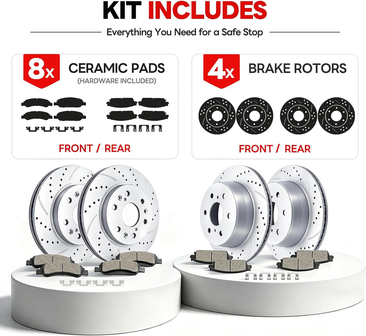 Front and Rear Brake Kit Replacement for 2012-2020 Ford F150